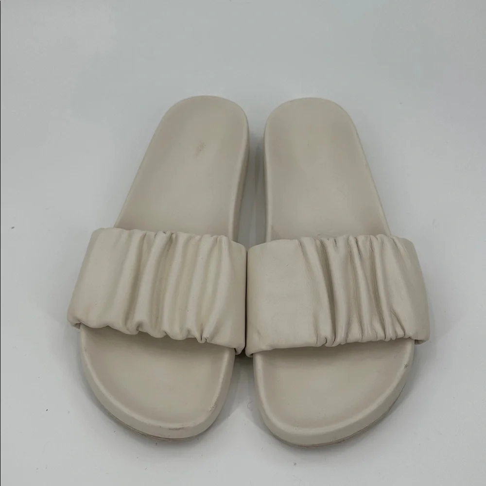 J. Crew Pacific Scrunchie Strap‎ Leather Slides White 9.5